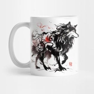 Chinese Style Ink Wolf Mug